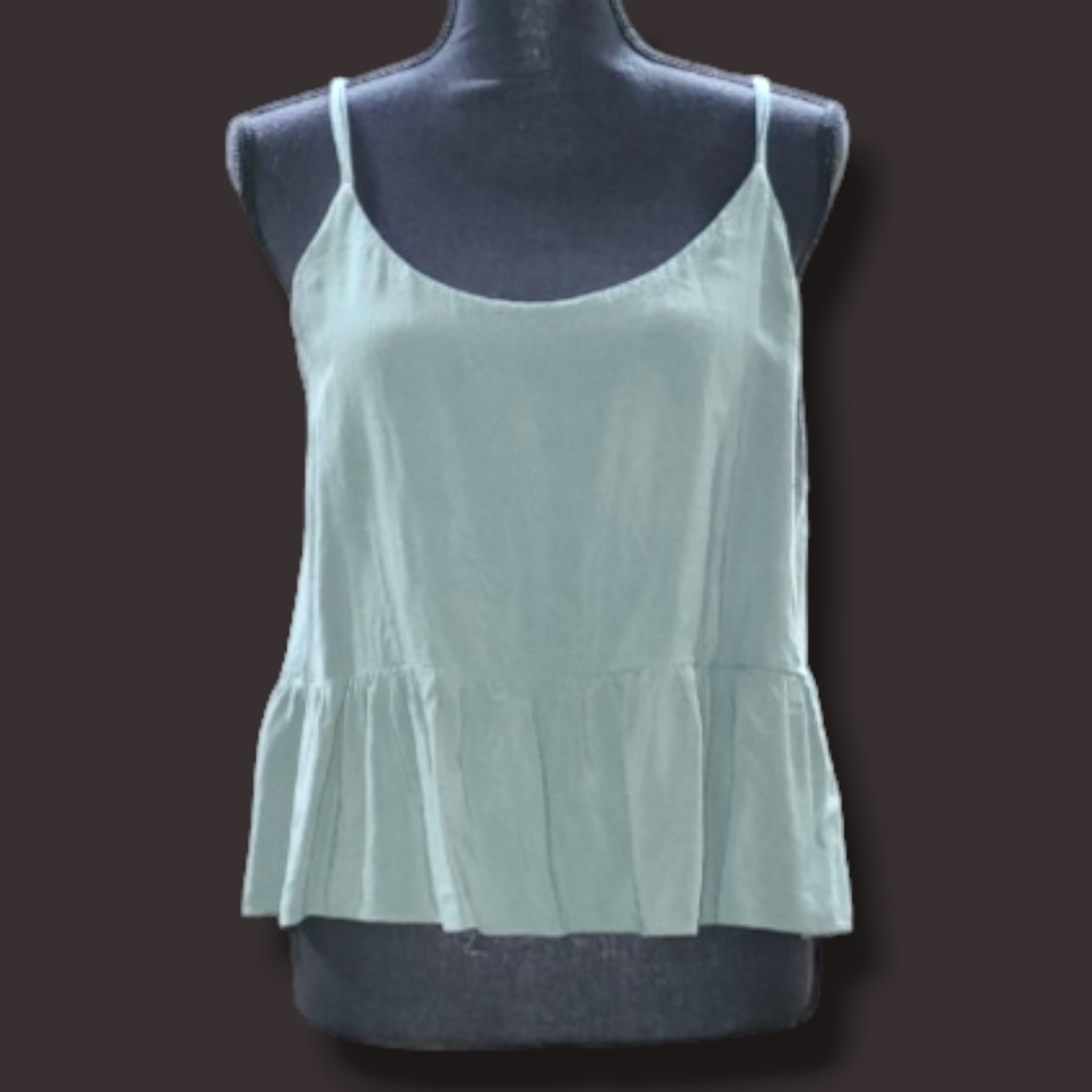 Topshop Spaghetti Strap Peplum Top in Green